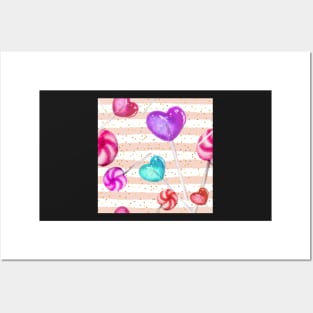 Lollipop Pattern Pink Stripes Posters and Art